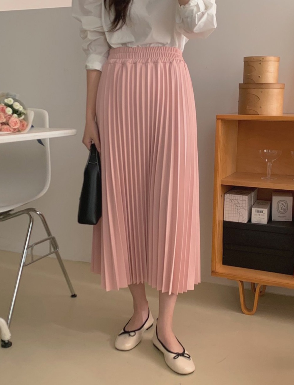 day pleated long skirt