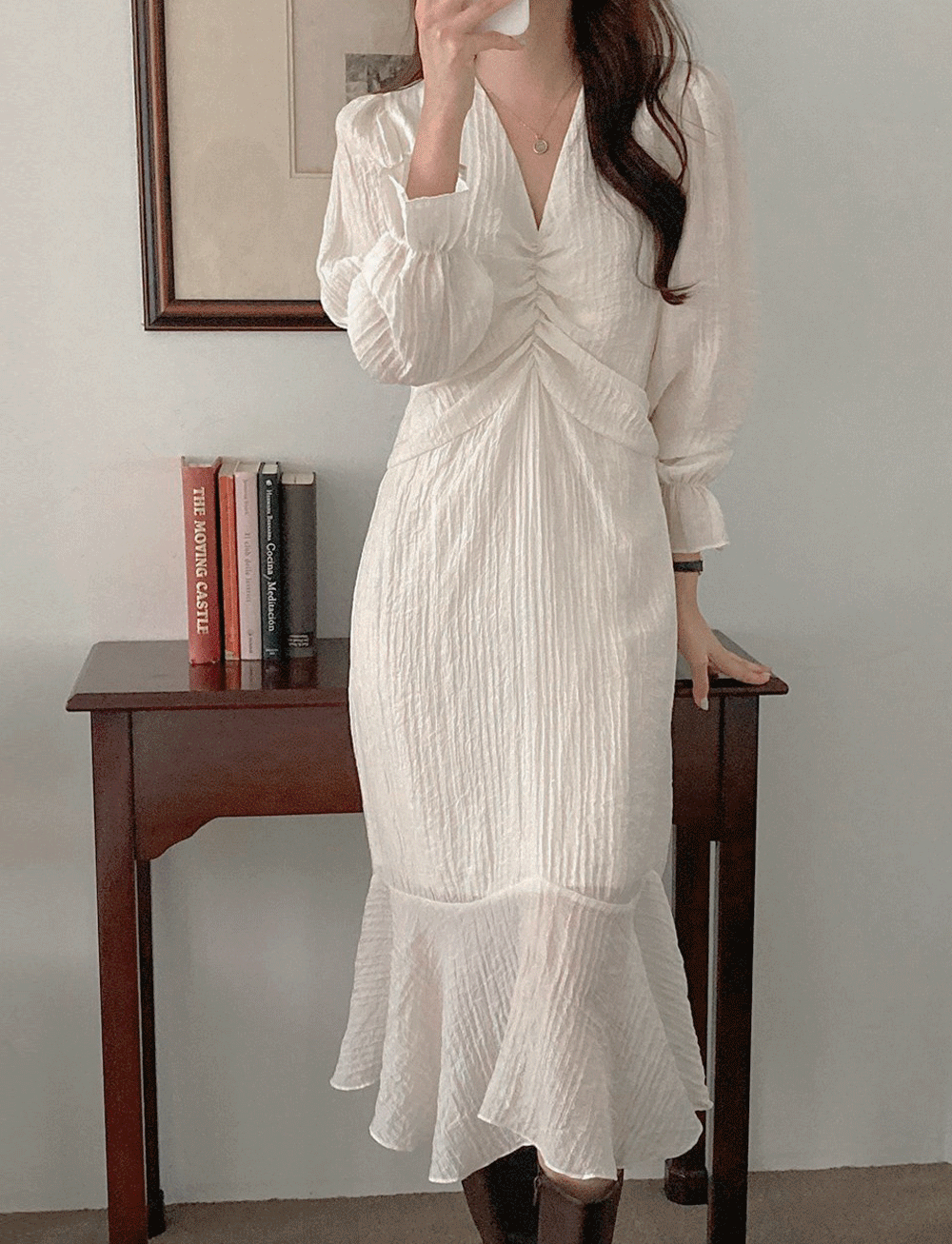 Kundal Shirring Long Dress