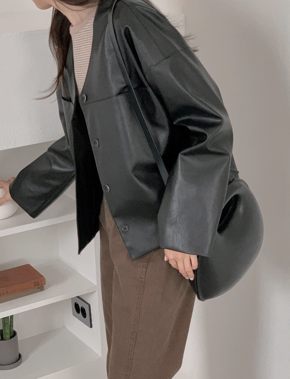 Lauren V-neck Leather Jacket