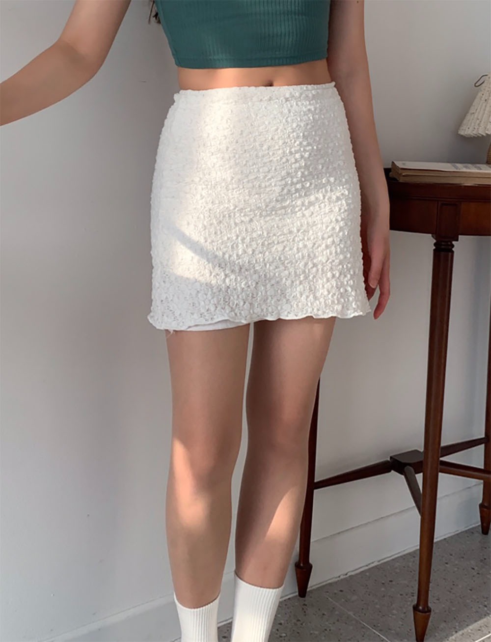 manila lace mini skirt
