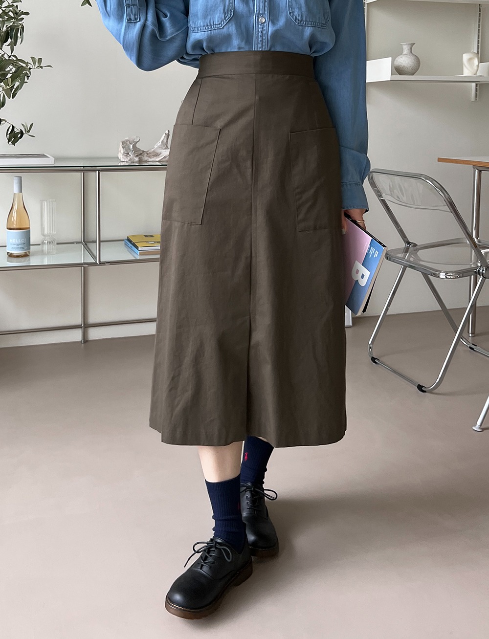 Comfort Big Pocket Long Skirt