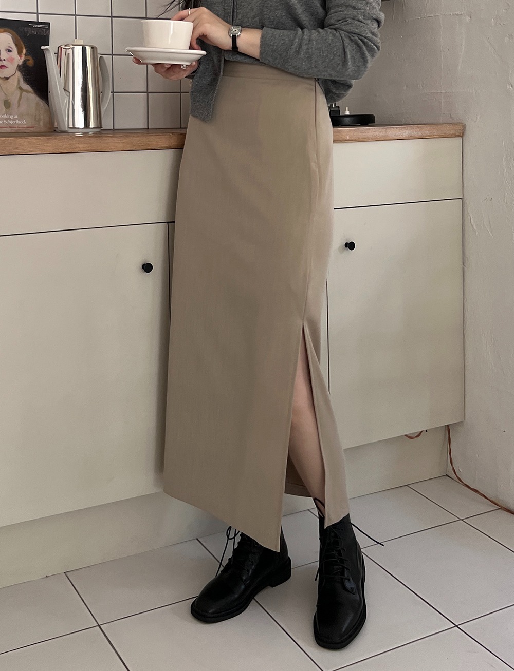 tail Side Slit Long Skirt